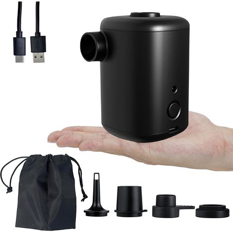 Pompe À Air Électrique - Batterie 3000 mAh - Débit 300 L/min - Pression 2200 Pa - Pour Matelas Gonflables Piscine Anneaux De Natation - 4 Embouts Inclus - 1 Pièce