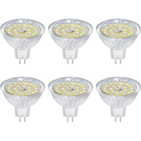 Ampoule GU5.3 LED 12V 5W Blanc Neutre 4000K, Ø50mm, Équivalent GU5.3 35W 50W, 500LM, AC/DC 12V MR16 GU5.3 Spot LED Encastrable pour Jardin Extérieur/Entrée, Non-dimmable, lot de 6 (1/5)