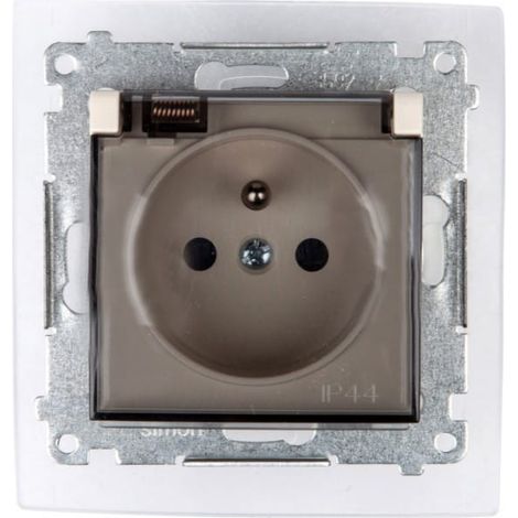 Simon 54 Spritzwassergeschützte Steckdose mit/ohne IP44 mit transparenter Abdeckung, cremefarben DGZ1BZ.01/41A