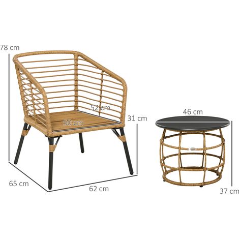 Ensemble de mobilier de jardin en rotin 3 pièces sable et gris foncé - Salon de jardin table basse et 2 chaises ensemble bistro avec coussins mobilier de balcon