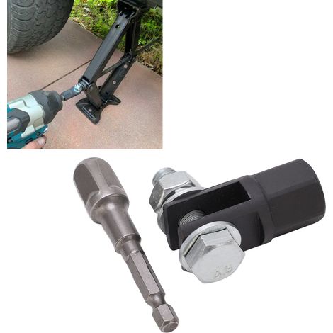 Kit adaptateur pour cric à ciseaux compatible avec les perceuses à percussion, les cliquets ou les douilles standard. (1/5)