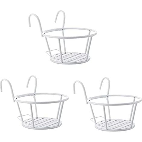 Lot de 3 supports de pots de fleurs en métal - Étagère à fleurs à suspendre avec crochets pour pots de fleurs - Rampe suspendue - Pour jardin, balcon, clôture, intérieur et extérieur (1/4)