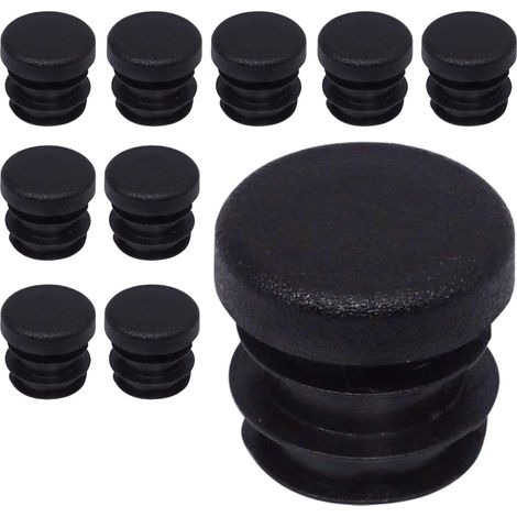 (10 pièces) Inserts de tubes ronds 14 mm Bouchons de poteau de clôture noirs Embouts de tube en plastique noirs RAL 9005 (1/5)