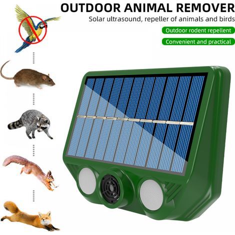 Répulsif à ultrasons pour chats – Alimentation solaire avec batterie rechargeable – Fréquence 20-36,5 kHz – Étanchéité IP44 pour extérieur (1/5)