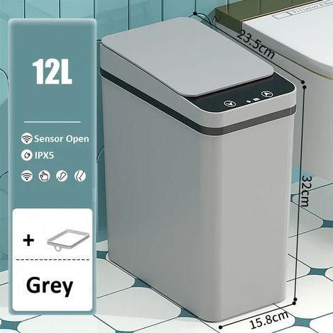 Poubelle intelligente automatique (Gris batterie 12 L), Poubelle intelligente, Bac de rangement intelligent (1/5)