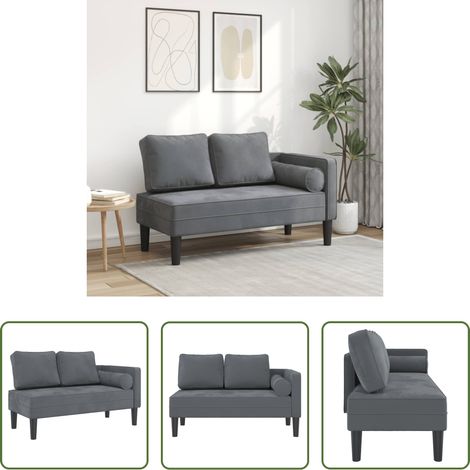 Samt - Chaiselongue mit Kissen Dunkelgrau Samt (1/5)
