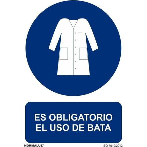 Es Obligatorio El Uso de La Bata, señal de obligación (varios formatos) SEKURECO 300 x 400 mm PVC GLASSPACK 0'7 mm