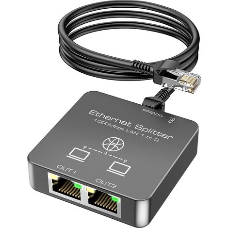 KiWiBiRD doubleur rj45 Switch ethernet 2 Port repartiteur Cable ethernet Double Sortie Splitter gigabit 1000Mbps pour câble Cat 8 7 6 5e 5 Compatible avec routeur PC Ordinateur Mac PS5 PS4 TV Box (1/5)
