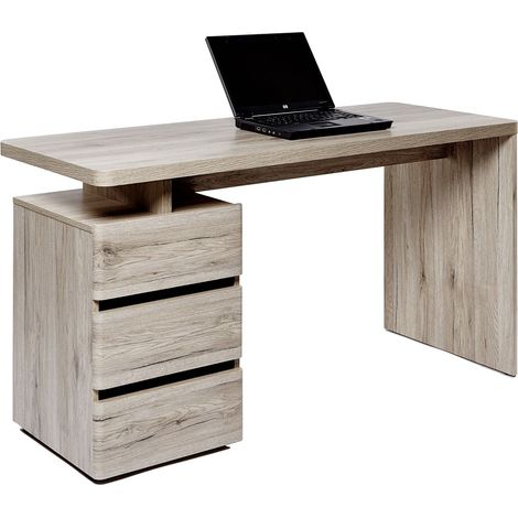 Bureau avec 3 tiroirs, 140 x 55 x 76 cm, couleur chêne Sanremo (1/5)