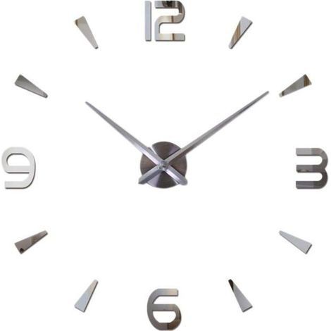 Große 3D-Wanduhr zum Selbstgestalten, geräuschloser Quarzrahmen mit Zahlenaufklebern zur Raumdekoration (PZCC) (1/4)