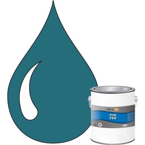 Peinture Fer Antirouille – Métal Extérieur Intérieur, Satinée, Protection Rouille - 1L - RAL 5021 - Bleu d’eau