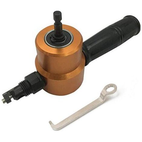 Grignoteuse Métal Perceuse Nibbler Coupe Métal Coupeur Grignoteur Double Tête 360° Perceuse Attachement Outil avec Poinçon pour l'entretien des Réparations Automobiles or (1/5)