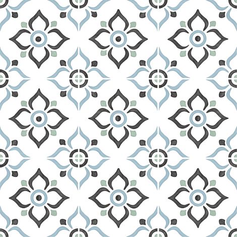 Carrelage effet Carreau ciment Trivano Bleu 12,3x12,3x0,87 cm Tanerio - Sol et mur intérieur (vendu par carton de 0,51 m²) - RO'MA CARRELAGE