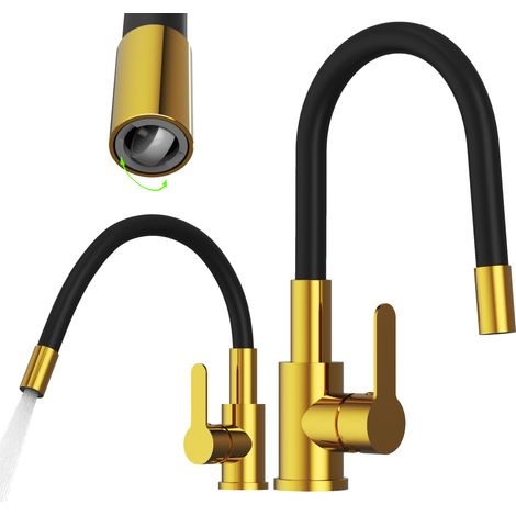 Mélangeur de cuisine à bec flexible Gold GRADO PLUS aérateur à bec pivotant (1/5)
