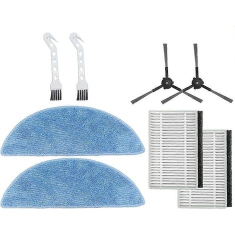 Zubehör für den Ecovacs Yeedi Y1 Plus Saugroboter: Seitenbürste, Filter, HEPA-Filter, Ersatztuch, Bürste.