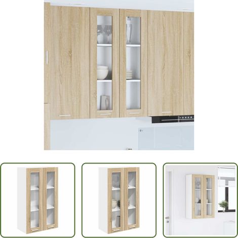 Küchenmöbel Holz - Hängeschrank Sonoma-Eiche 60 x 31 x 100 cm Holzwerkstoff (1/5)