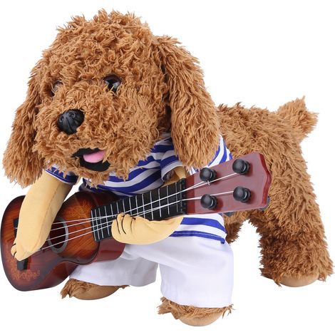 Vêtements amusants pour chiens et chats, déguisement de guitariste pour chiot, costume d'Halloween ou de Noël, taille M (1/5)