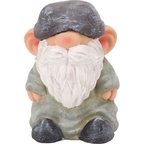 Gartenzwergfigur aus Kunstharz, stabiler Sockel, Retro-Stil, für Terrasse und Veranda, flacher grüner Kopf (1/5)