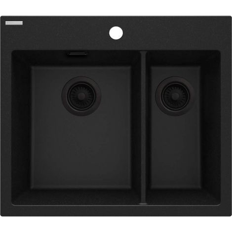 Granitspüle mit 1,5 Becken, Graphit-Metallic Nero ZQE G503