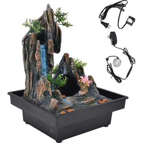Fontaine décorative de bureau avec pompe automatique, rocher artificiel miniature pour décoration intérieure, prise américaine 110V (1/5)