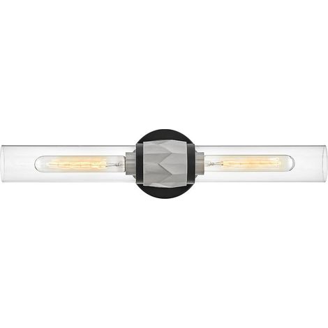 Elstead Hinkley Ellison Applique de salle de bain contemporaine noire, nickel brossé IP44 2x E27
