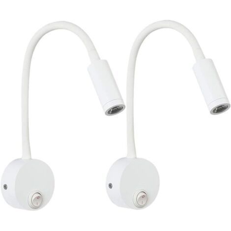 Lampe de lecture murale aluminium argenté – 2 pièces – Lumière blanche chaude – Bras flexible col de cygne – Protection des yeux (1/5)