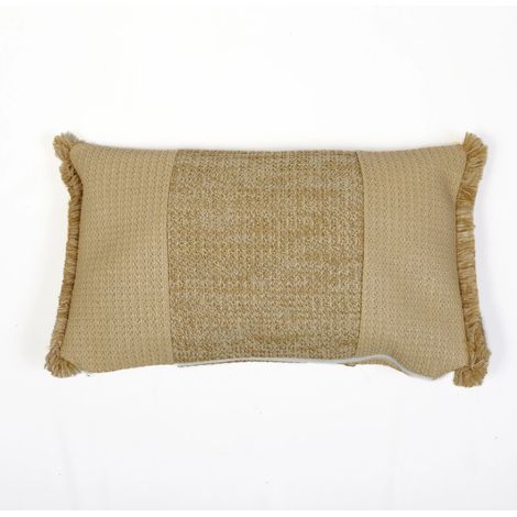 Coussin Déco Effet Raphia 30x50 "À Bandes" - Bohème Chic (Intérieur & Extérieur) (1/4)