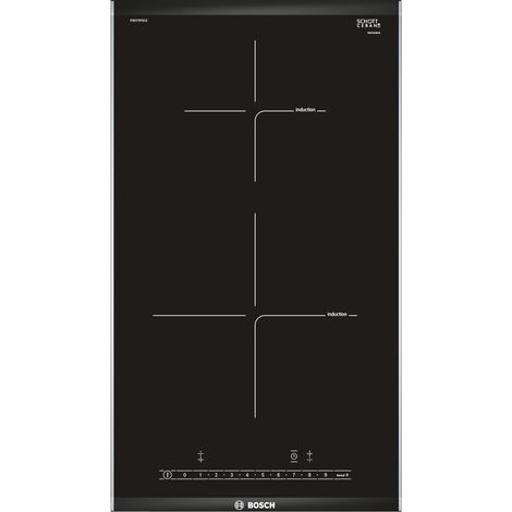 Bosch – Table de cuisson vitrocéramique 2 foyers induction – QuickStart – Sécurité enfants – 17 positions PowerBoost – Timer et témoin chaleur