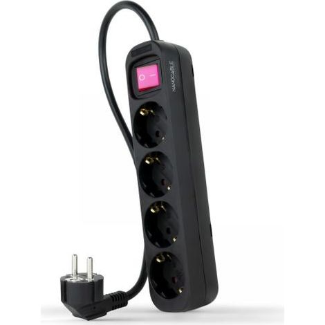 Cavo interruttore a base multipla 4 prese 1,4m nero 10.37.0004-bk (1/4)