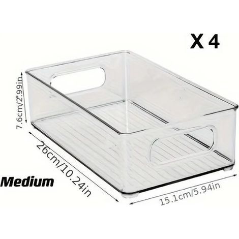 Lot de 2 boîtes de rangement pour réfrigérateur - boîtes de rangement transparentes de taille moyenne (1/2)