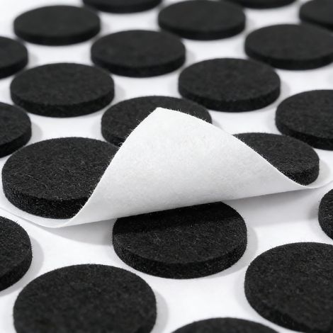 108 PCS Grand Paquet Noir conducteur en Peluche Cercle Auto - adhésif, 15 mm Chaise rembourrée en Peluche épaisseur 5mm, conducteur de Meubles Protégez Votre Plancher de Meubles (1/5)