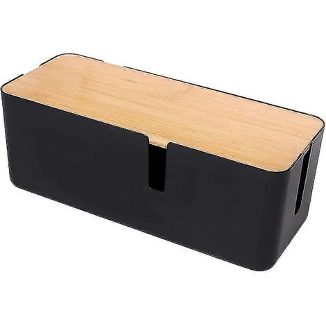 Boîte de rangement de câbles avec couvercle en bambou, petite boîte de rangement pour rallonge, multiprise [CO] (1/2)