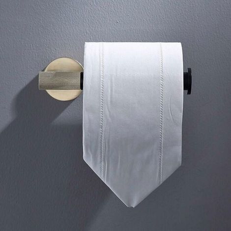 Porte-papier toilette - - Acier inoxydable - Or brossé - Noir mat - Support mural Or brossé, Noir mat (1/4)