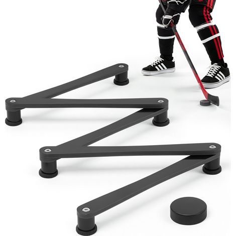 Équipement d'Entraînement de Hockey à 5 Sections Réglable Pliable, Appareil d'Entraînement au Contrôle de Palet Rondelle Patinoire, Entraîneur de Maniement de Crosse de Hockey Léger Portable (1/5)