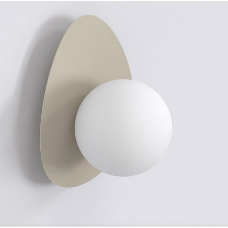 Lampada a parete OVO in acciaio mokka e vetro bianco