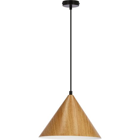Suspension noire chêne clair 25cm E27 Dunca Candellux (1/3)