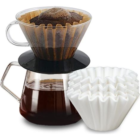 Filtres 185, lot de 100 pour 2 à 5 personnes et tasses, filtres à café jetables en papier, filtre ondulé, compatibles avec les porte-filtres à café Kalita Wave série 185. (1/5)
