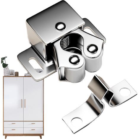 Fermeture magnétique armoire - Loquet aimanté porte  Ferme-porte magnétique double rouleau, quincaillerie robuste pour placard, tiroir, maison, bureau, meuble, cuisine, garage