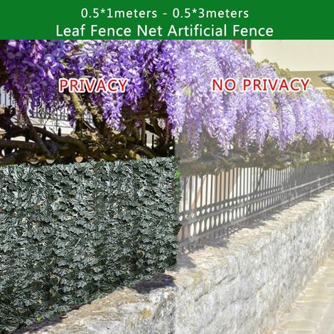 Grillage occultant lierre artificiel, haie artificielle en rouleau, brise-vue feuillage vert, décoration extérieure jardin, écran de confidentialité. (1/3)