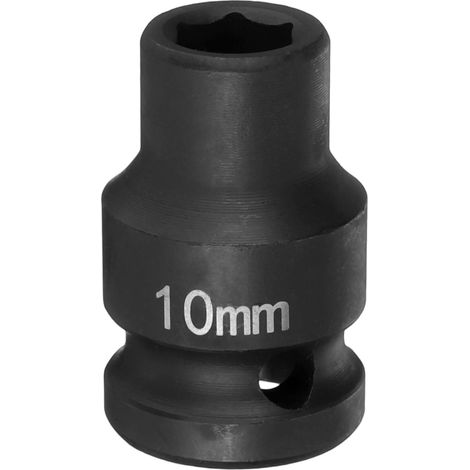 Douille à Choc 6 Points 10mm Douille Métrique 1/2" Entraînement Carré 1.5" (38mm) Long Douilles Hexagonales pour Écrous d'Axe de Broche en Acier Cr-Mo Phosphaté, Noir (1/5)