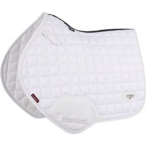Tapis de selle rectangulaire LeMieux Close Contact modèle Loire Classic en tissu satiné et doublure en bambou BLANC