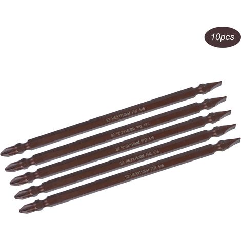 10-teiliges Set doppelseitiger Schraubendreherbits H6.3, magnetische Kreuzschlitzbits, langes Hardware-Werkzeugset (H6.3 x 150MMPH2 / SL6) (1/5)