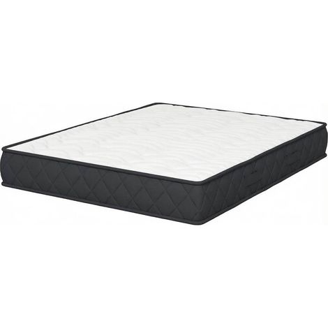 Matelas en mousse à mémoire de forme 200 x 160 cm pour 2 personnes, housse en tissu tricoté blanc et gris (1/5)