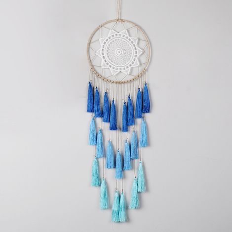 AIDUCHO Adorno de pared, decoración del hogar, colgante con borla, decorativo, para fiestas/cumpleaños/decoración del hogar, azul (1/4)