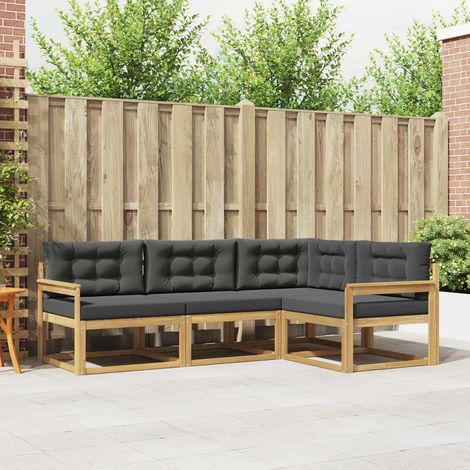vidaXL Outdoor-Sofagarnitur 3 pcs Weiß und Anthrazit Polyester (1/5)