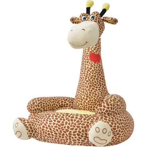 Plüsch-Kindersessel Giraffe Braun