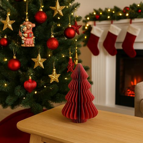 Decoris Albero di Natale Figura in Carta - Rosso - 11,25x15 cm (1/4)