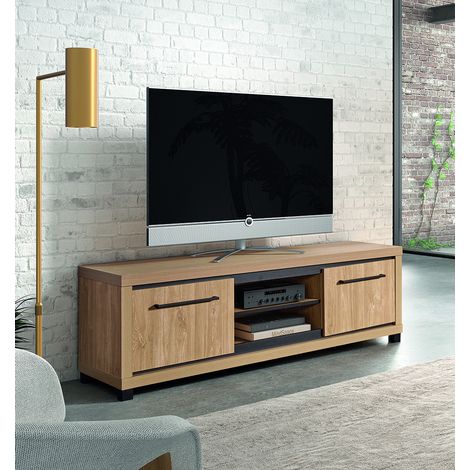 Meuble TV contemporain 165 cm chêne houston Vita (1/5)