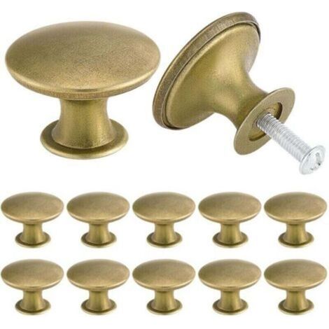 Set mit 12 eleganten Vintage-Schrankknöpfen aus antikem Messing für Küchenschränke – 30 mm – Messing (1/4)