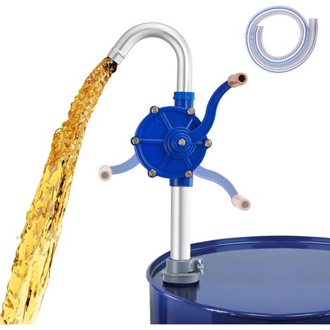 Pompe Manuelle Carburant pour Fût 200L, Pompe de Transfert à Manivelle en Aluminium pour Diesel et Huile Moteur, Pompe à Huile avec Tuyau de 1m pour Fûts de 60 à 200 Litres (1/5)